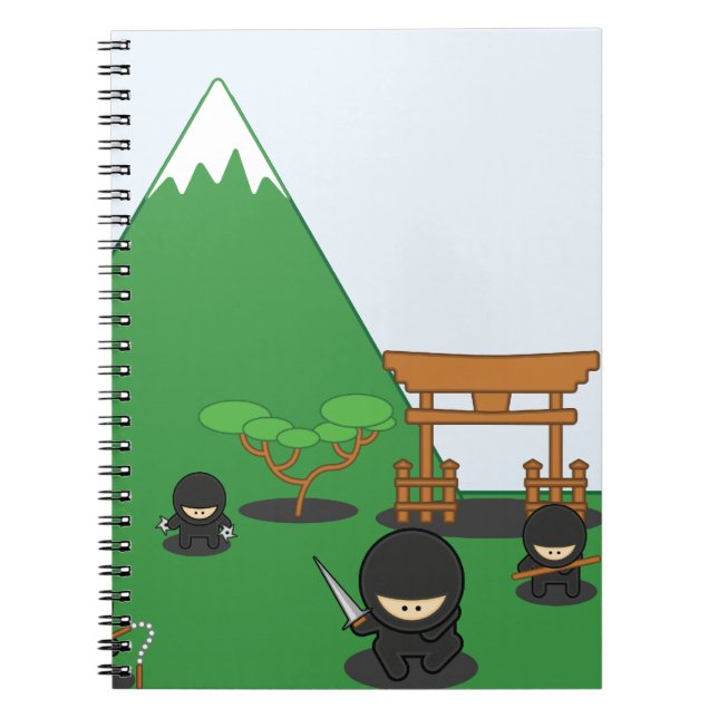 Cartoon Ninjas (in der Landschaft) Notizblock (Vorderseite)