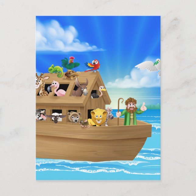 Cartoon Noahs Ark Postkarte (Vorderseite)