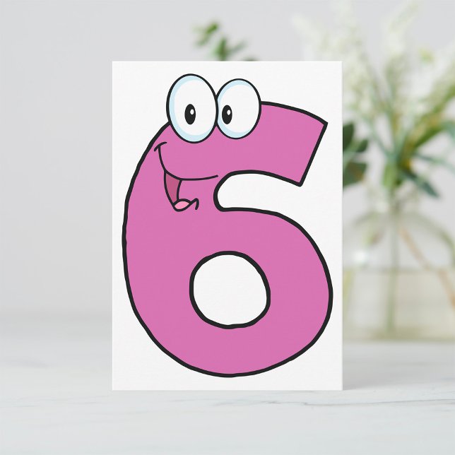 Cartoon Nummer 6 Spaß Lila Lächeln sechs Einladung (Von Creator hochgeladen)