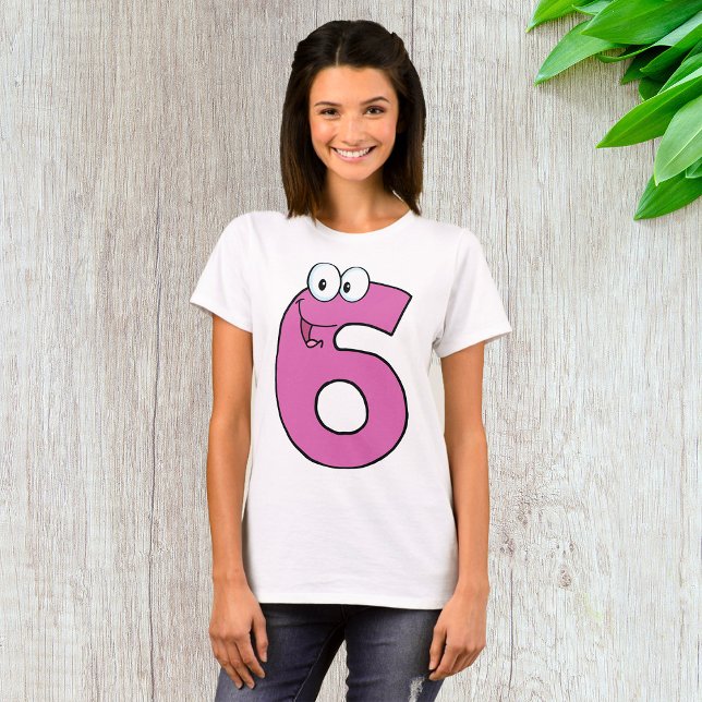 Cartoon Nummer 6 Spaß Lila Lächeln sechs T-Shirt (Von Creator hochgeladen)