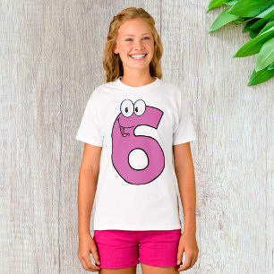 Cartoon Nummer 6 Spaß Lila Lächeln sechs T-Shirt