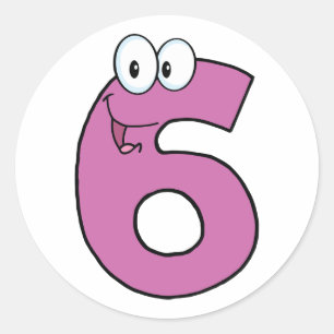 Cartoon Nummer sechs Aufkleber