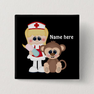 Cartoon Nurse Schaltfläche Namen hinzufügen Button