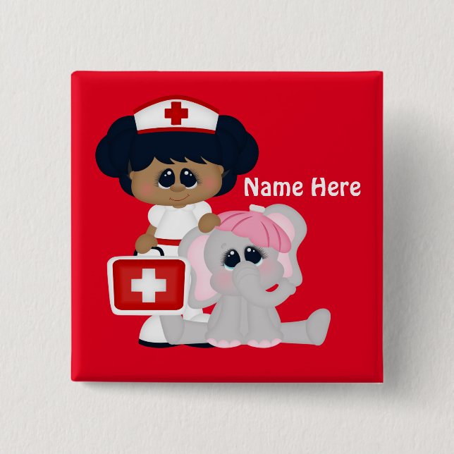 Cartoon Nurse Schaltfläche Namen hinzufügen Button (Vorderseite)