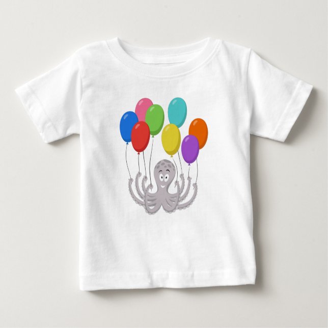 Cartoon Octopus Bunte Balloons  Baby T-shirt (Vorderseite)