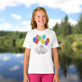 Cartoon Octopus Bunte Balloons Girl T-Shirt