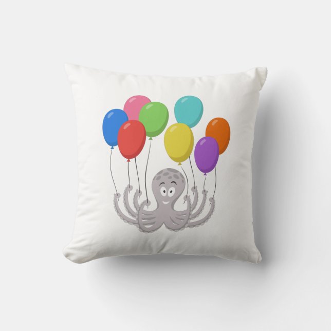 Cartoon Octopus Bunte Balloons Kissen (Vorderseite)
