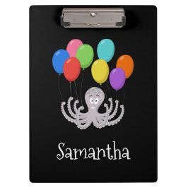 Cartoon Octopus Bunte Balloons Zwischenablage Klemmbrett