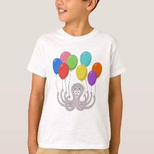 Cartoon Octopus Farbige Balloons Kinder T-Shirt