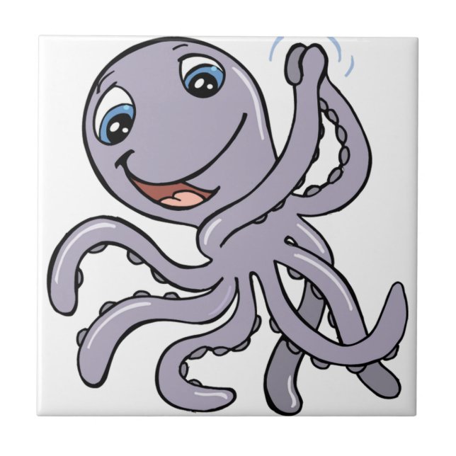 Cartoon Octopus Fliese (Vorderseite)