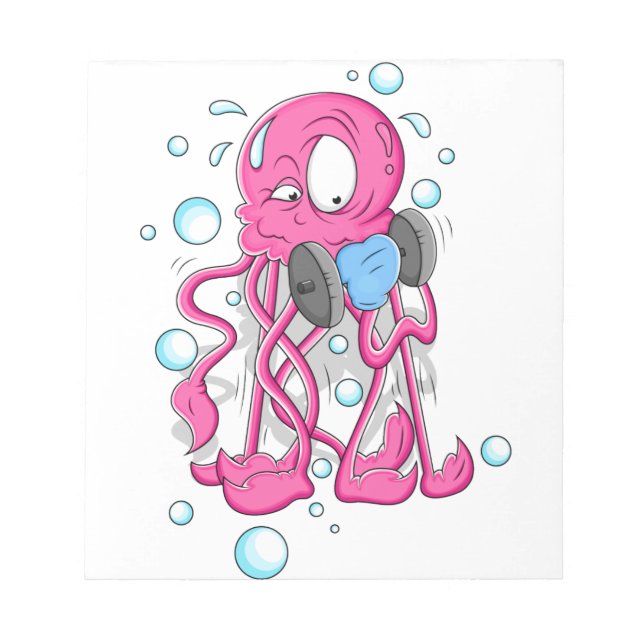 Cartoon Octopus Notizblock (Vorderseite)