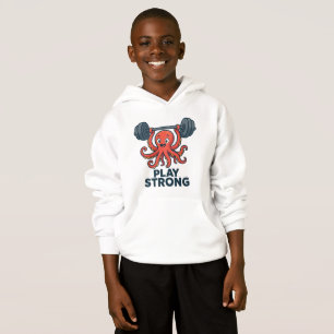 Cartoon Octopus Weightlift - Spiel stark Hoodie