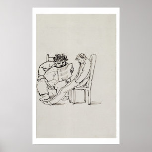 Cartoon of William Morris (1834-96) reading poetry Poster