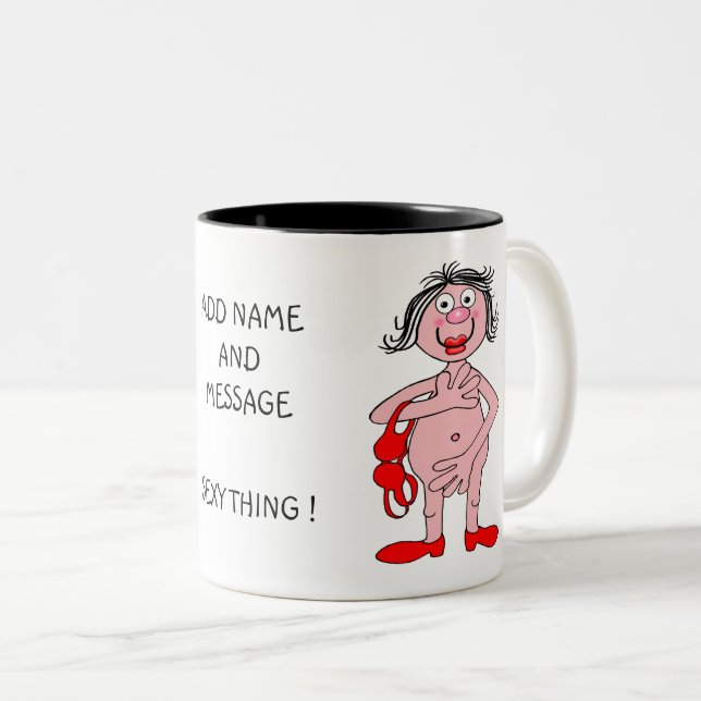 Cartoon of woman, sexy thing zweifarbige tasse (VorderseiteRechts)