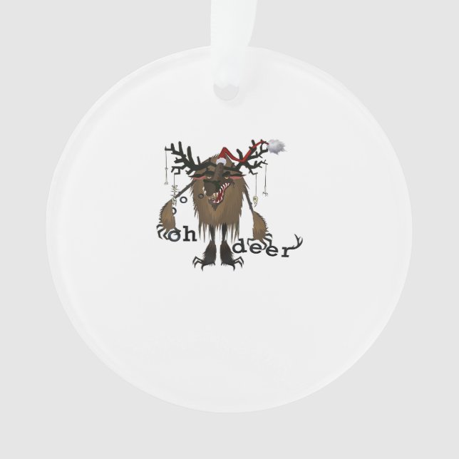 Cartoon Oh Deer Funny Reindeer HolAcrylic Ornament (Vorderseite)