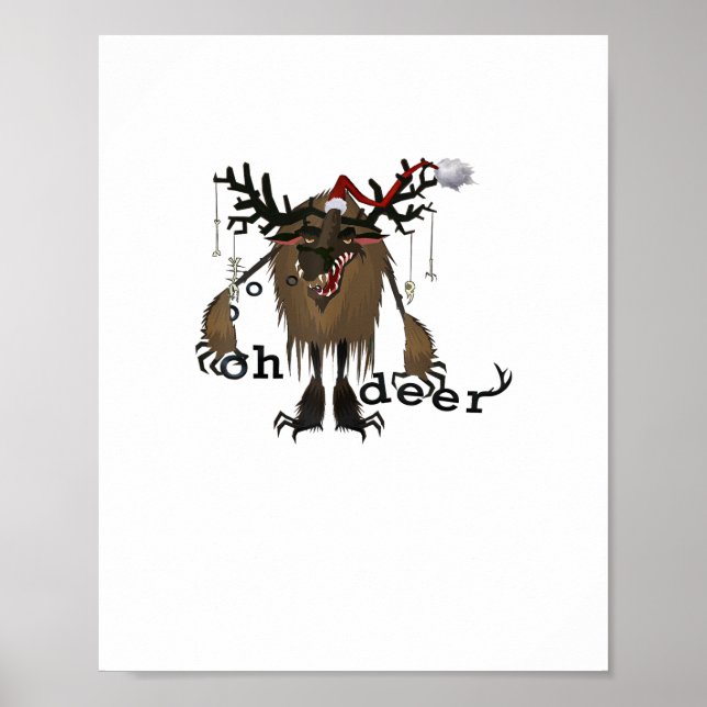 Cartoon Oh Deer Funny Reindeer Holiday Gamer Gift  Poster (Vorne)