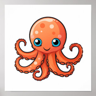 Cartoon-Oktopus-Abbildung Poster