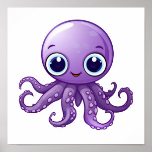 Cartoon-Oktopus-Abbildung Poster