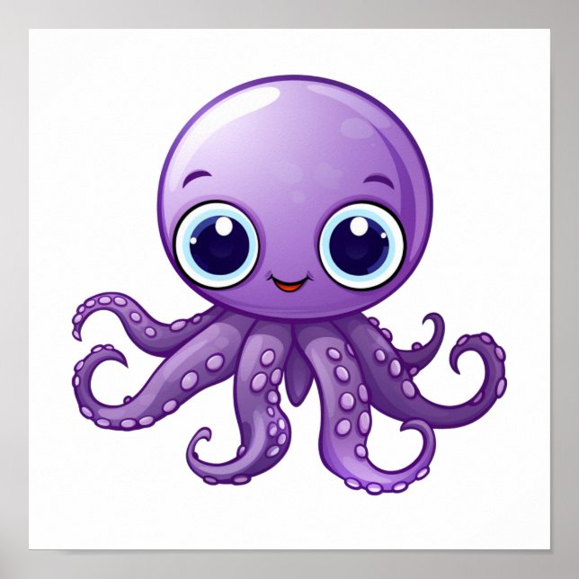 Cartoon-Oktopus-Abbildung Poster (Vorne)