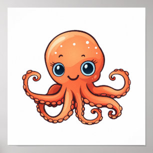 Cartoon-Oktopus-Abbildung Poster