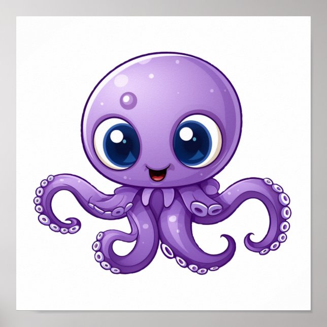 Cartoon-Oktopus-Abbildung Poster (Vorne)