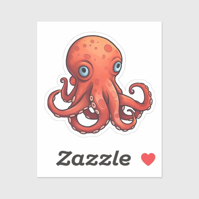 Cartoon-Oktopus Aufkleber (Blatt)