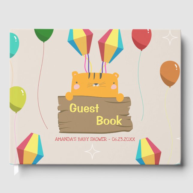 Cartoon Orange Cat Baby Shoounter Gästebuch (Vorderseite)