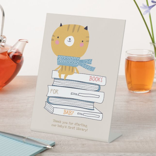 Cartoon Orange Cat Baby Shoounter Sockelschild (In Situ)