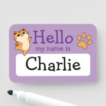 Cartoon Orange Cat, Paw Print, Custom, Lila