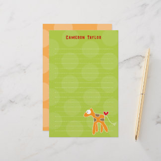 Cartoon Orange Giraffe Kinder dankt Ihnen Briefpapier