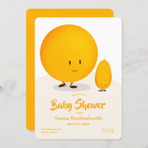 Cartoon Orange White Kumquat Fruit Baby Dusche Einladung