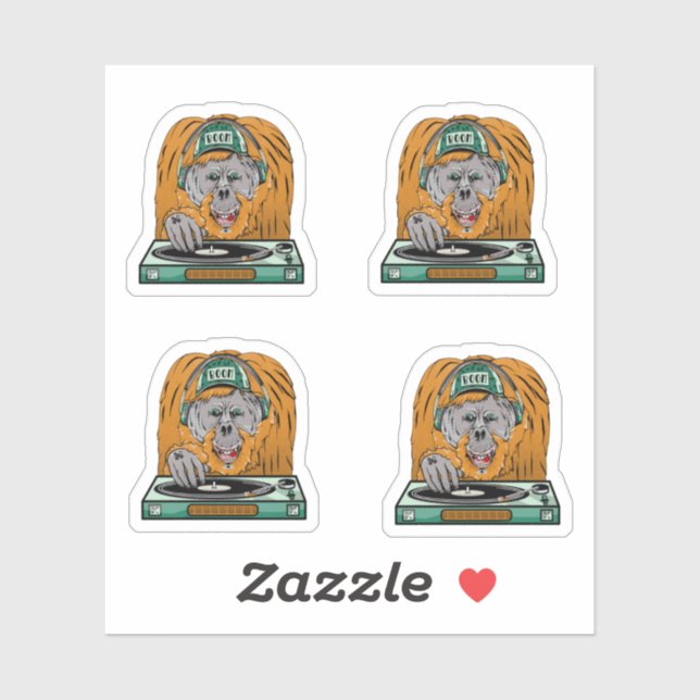 Cartoon Orangutan dj Aufkleber (Blatt)