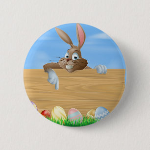 Cartoon-Osterhasenzeigen Button
