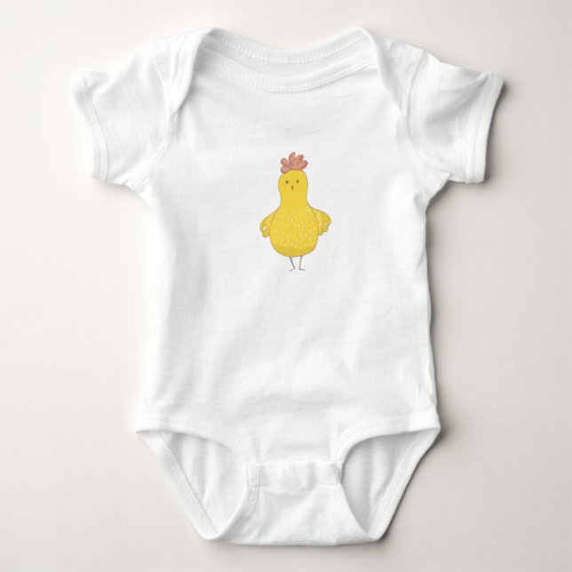 Cartoon Osterhühnchen mit Blume Baby Strampler (Vorderseite)