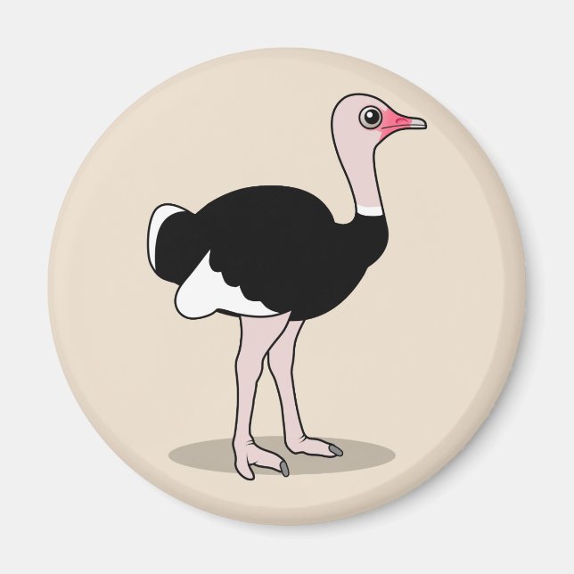 Cartoon Ostrich Magnet (Vorne)