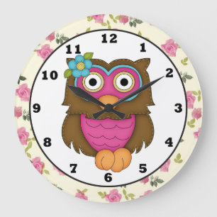 Cartoon Owl Clock Große Wanduhr