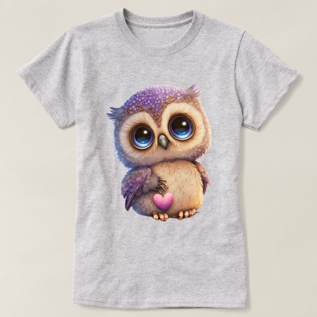 Cartoon Owl mit großen Augen T-Shirt (Design vorne)