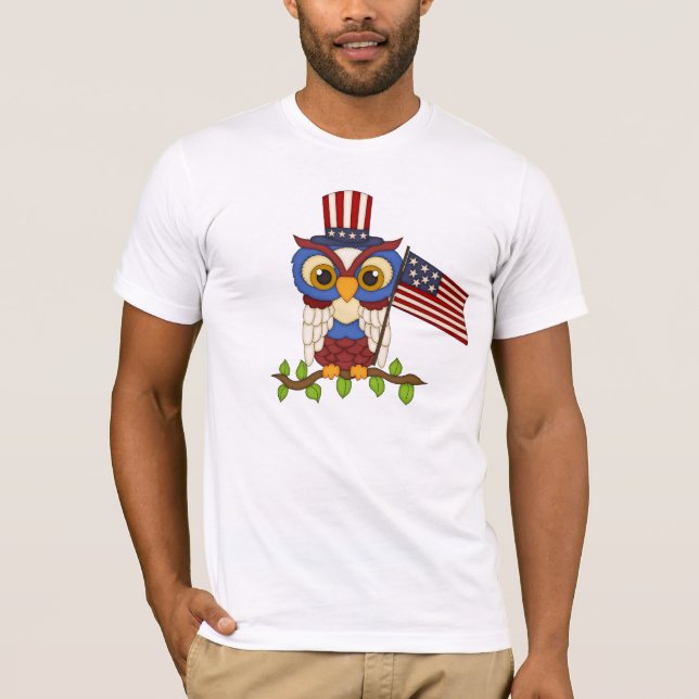 Cartoon Owl Patriotic mens T - Shirt (Vorderseite)