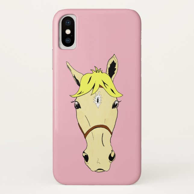 Cartoon Palomino Pony auf Rosa Case-Mate iPhone Hülle (Rückseite)