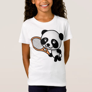 Cartoon-Panda-Bärn-Tennis-Spieler T-Shirt