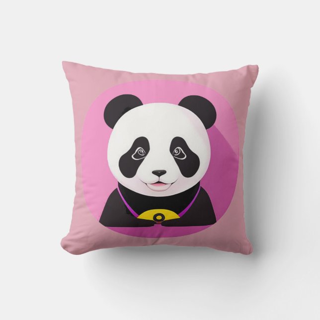 Cartoon Panda - farbenfrohe Illustration Kissen (Vorderseite)