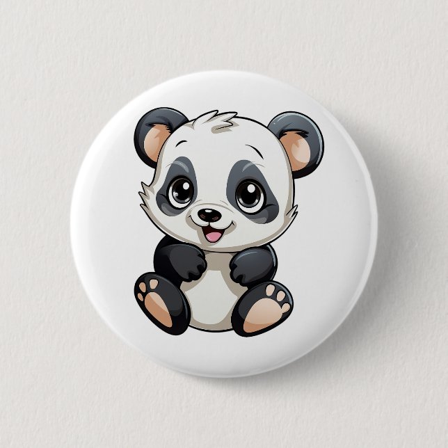 Cartoon Panda Illustration Button (Vorderseite)