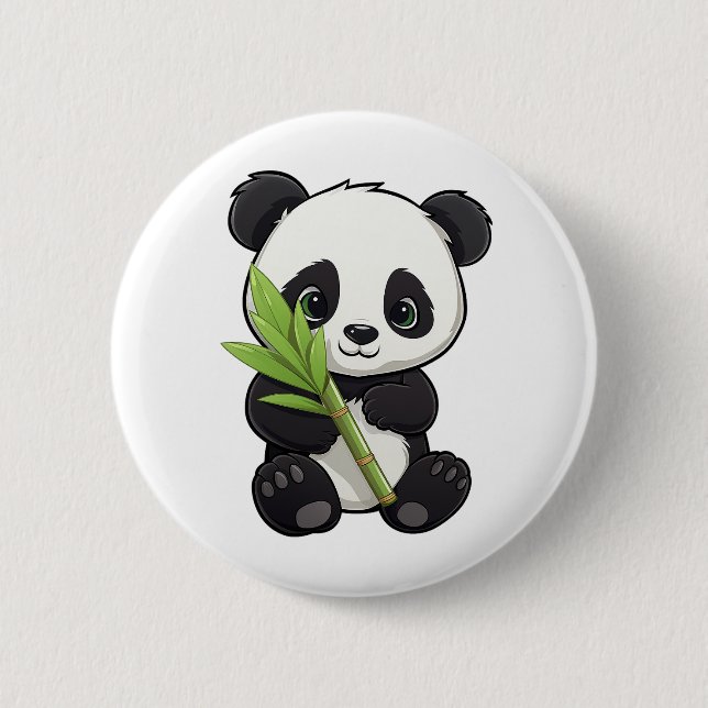 Cartoon Panda Illustration Button (Vorderseite)