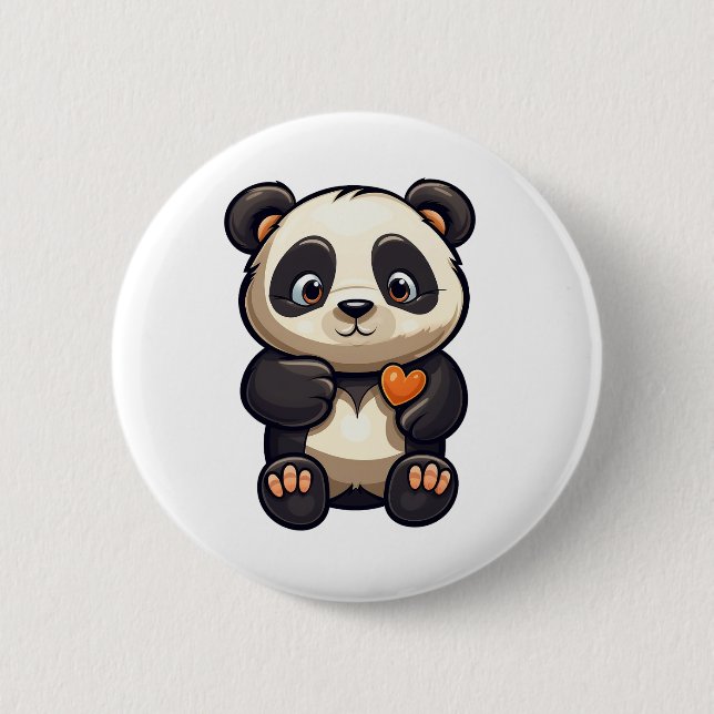 Cartoon Panda Illustration Button (Vorderseite)