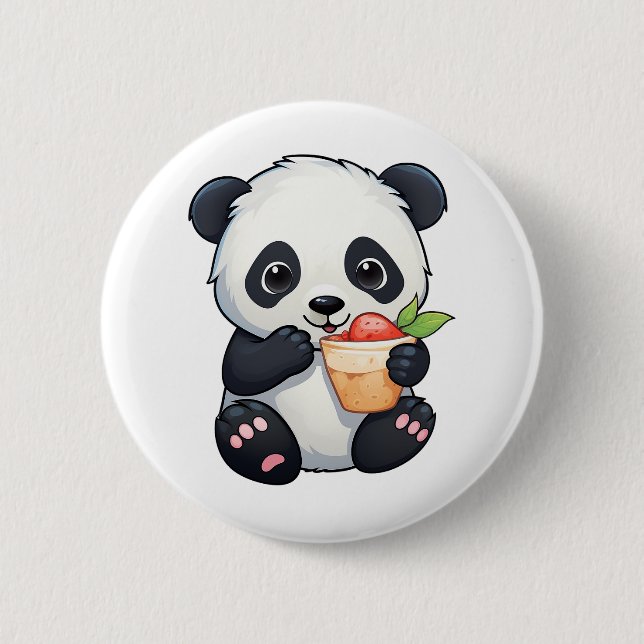 Cartoon Panda Illustration Button (Vorderseite)