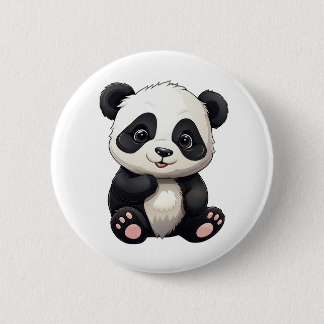 Cartoon Panda Illustration Button (Vorderseite)