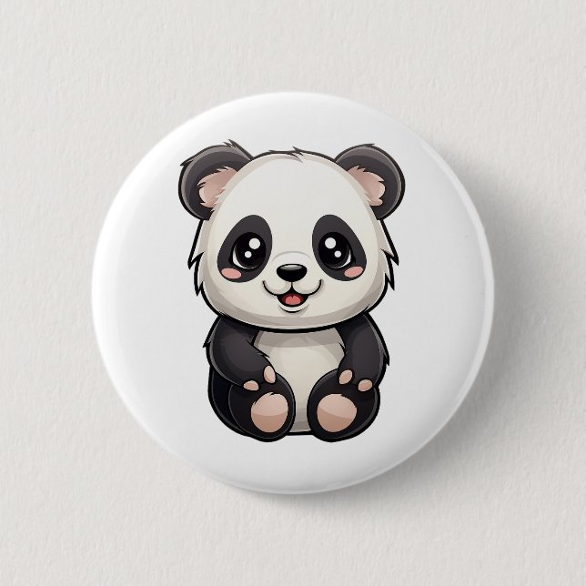 Cartoon Panda Illustration Button (Vorderseite)