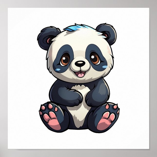 Cartoon Panda Illustration Poster (Vorne)