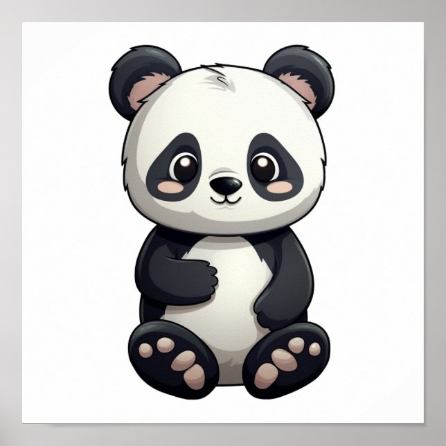 Cartoon Panda Illustration Poster (Vorne)