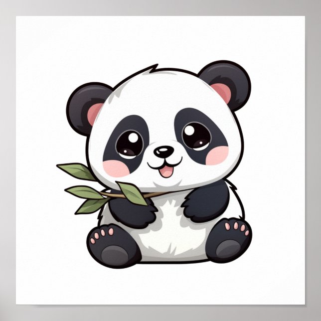 Cartoon Panda Illustration Poster (Vorne)